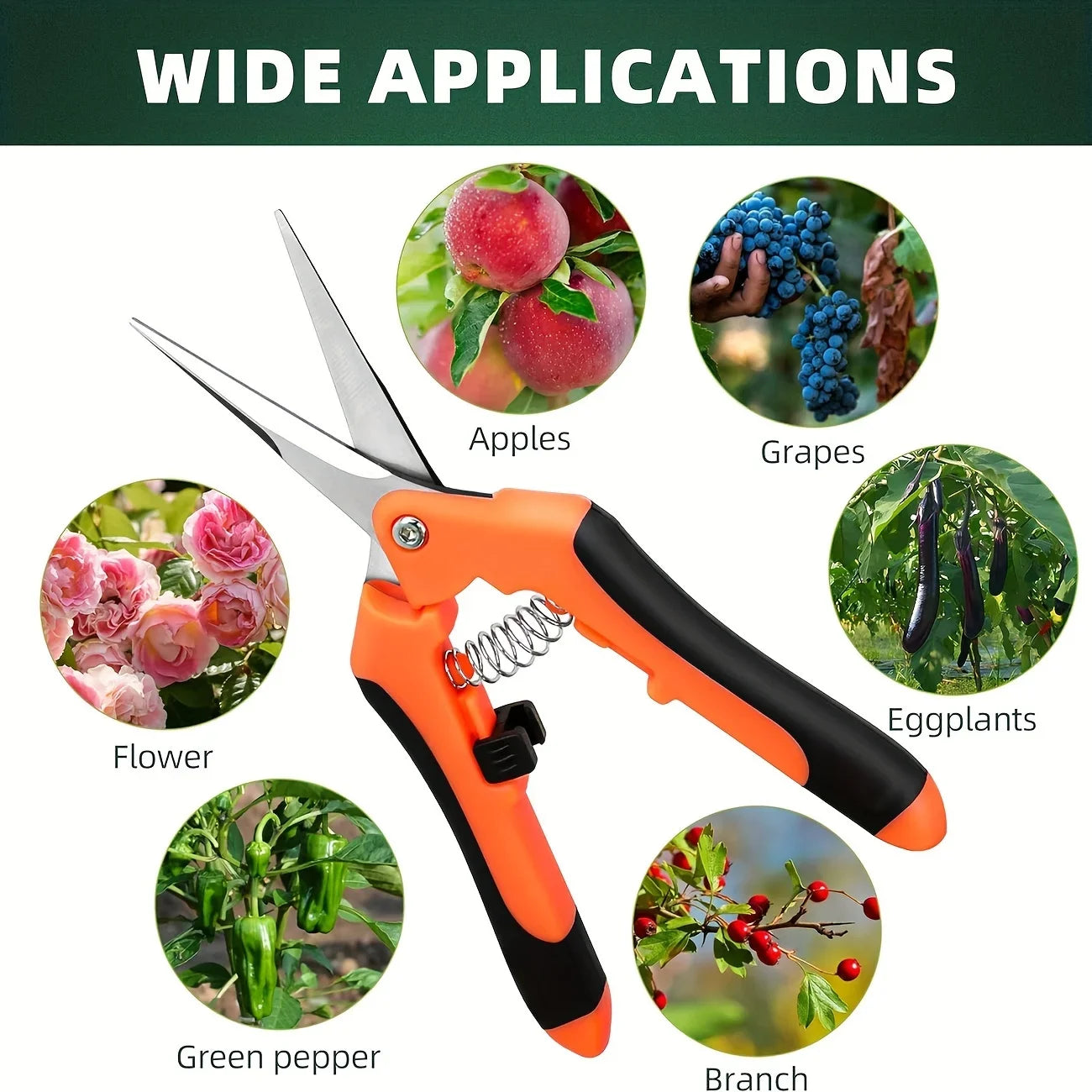 3PCS Garden Scissors Set Gardening Tool Scissors Stainless Steel Professional Gardening Scissors with Non-slip Ergonomic Handles