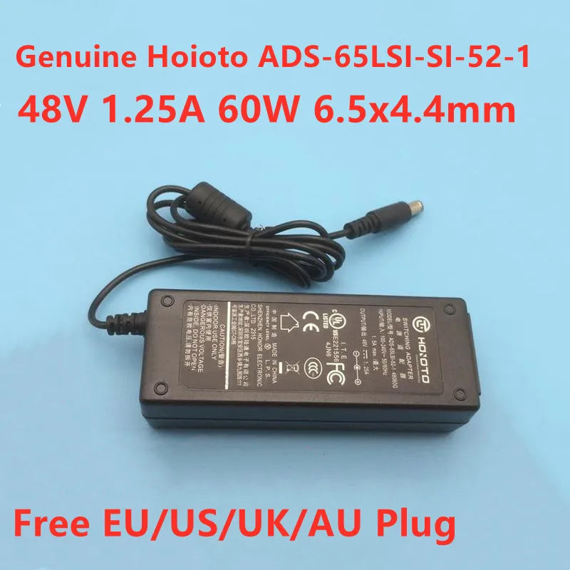 Genuine Hoioto 48V 1.25A 60W ADS-65LSI-SI-52-1 48060G Switching Adapter For Dahua POE Monitoring AC Adaptor Power Supply Charger
