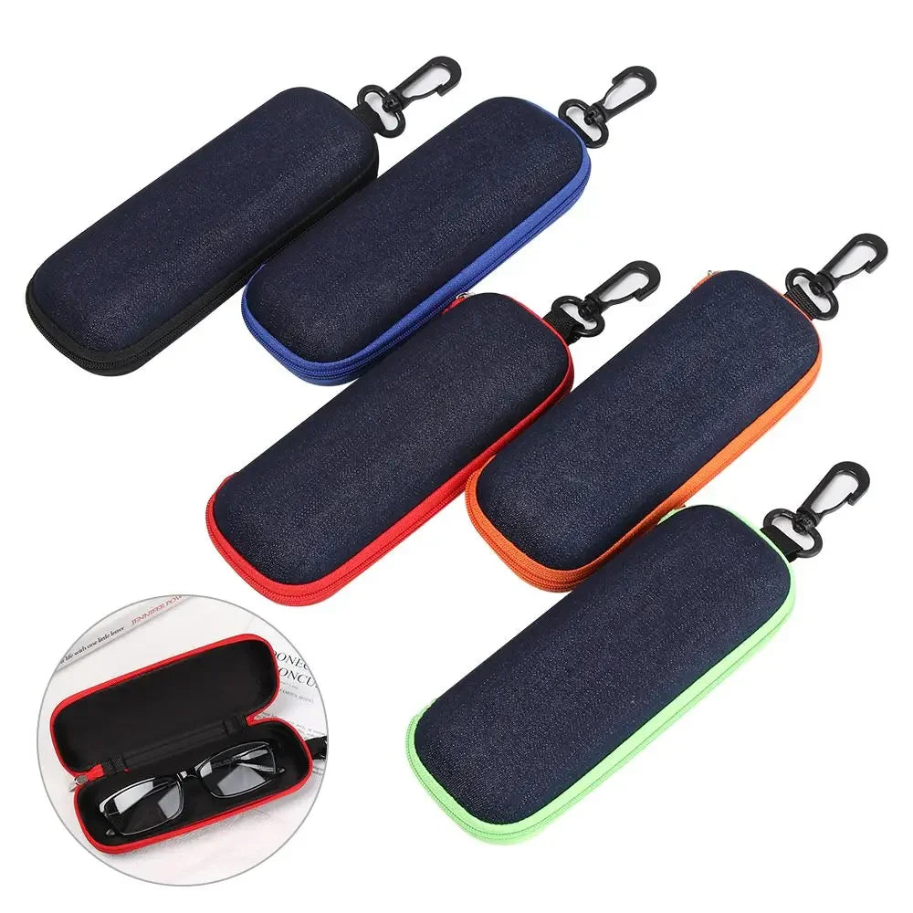 Denim Fabric Glasses Cases Zipper Sunglasses Protection Container Eyeglasses Pencil Case Reading Glasses Box Organizer Carry Bag