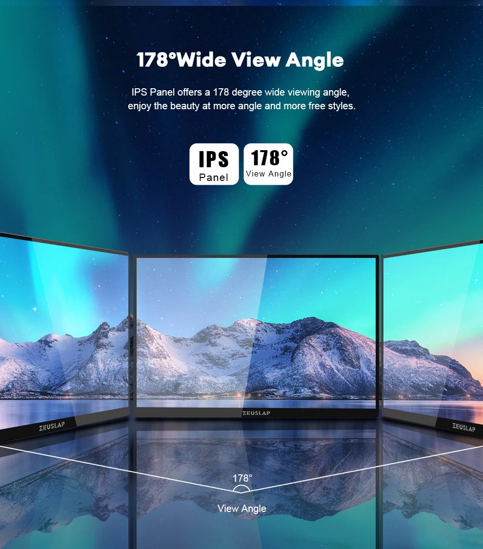 ZEUSLAP 16" 2.5K 144hz Touch Screen Portable Monitor 2560*1600 100%sRGB 500Cd/m² Travel Display for Laptop Computer