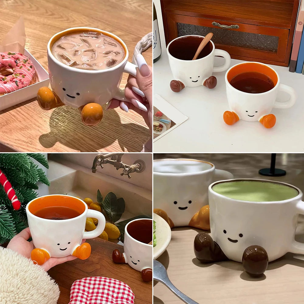 Kawaii Hand Pinch Feet Ceramic Coffee Cup Household High Appearance Level Water Cup Milk Mug Dormitory Home Gifts Mark Cup