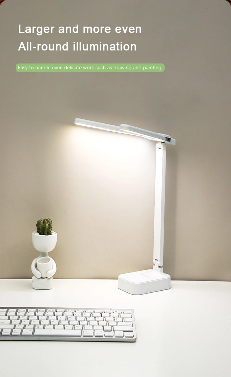 LED Desk Lamp USB Rechargeable Touch Night Light 3 Levels Dimmable Eye Protection Foldable Table Lamp For Bedroom Bedside Readin