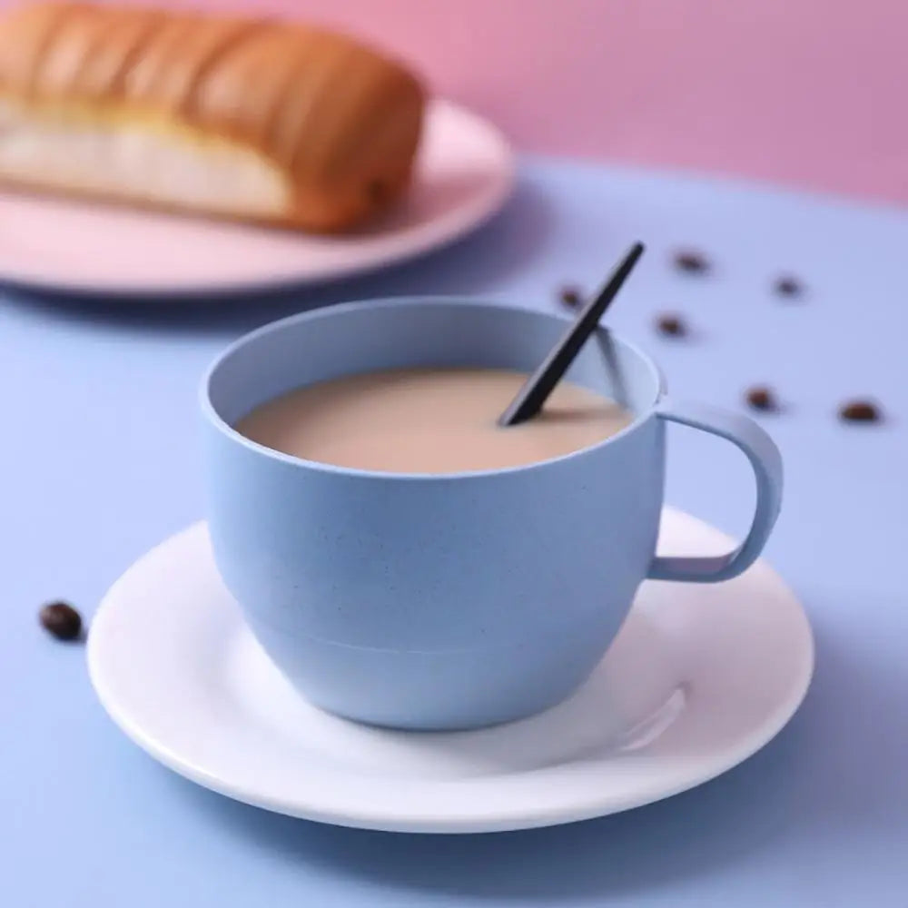 1 pcs Wide Mouth Reusable Kitchen Supplies with Handle Eco-friendly Drinking Cup Wheat Straw Cup Drinkware Coffee Mug