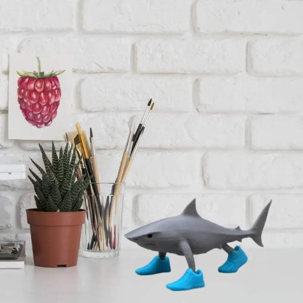 Desk Decor Wear Shoes Sharks 3D Printed Collectible Shark Figurine Toy Shark in Sneakers Statue Shark Meme Figurines