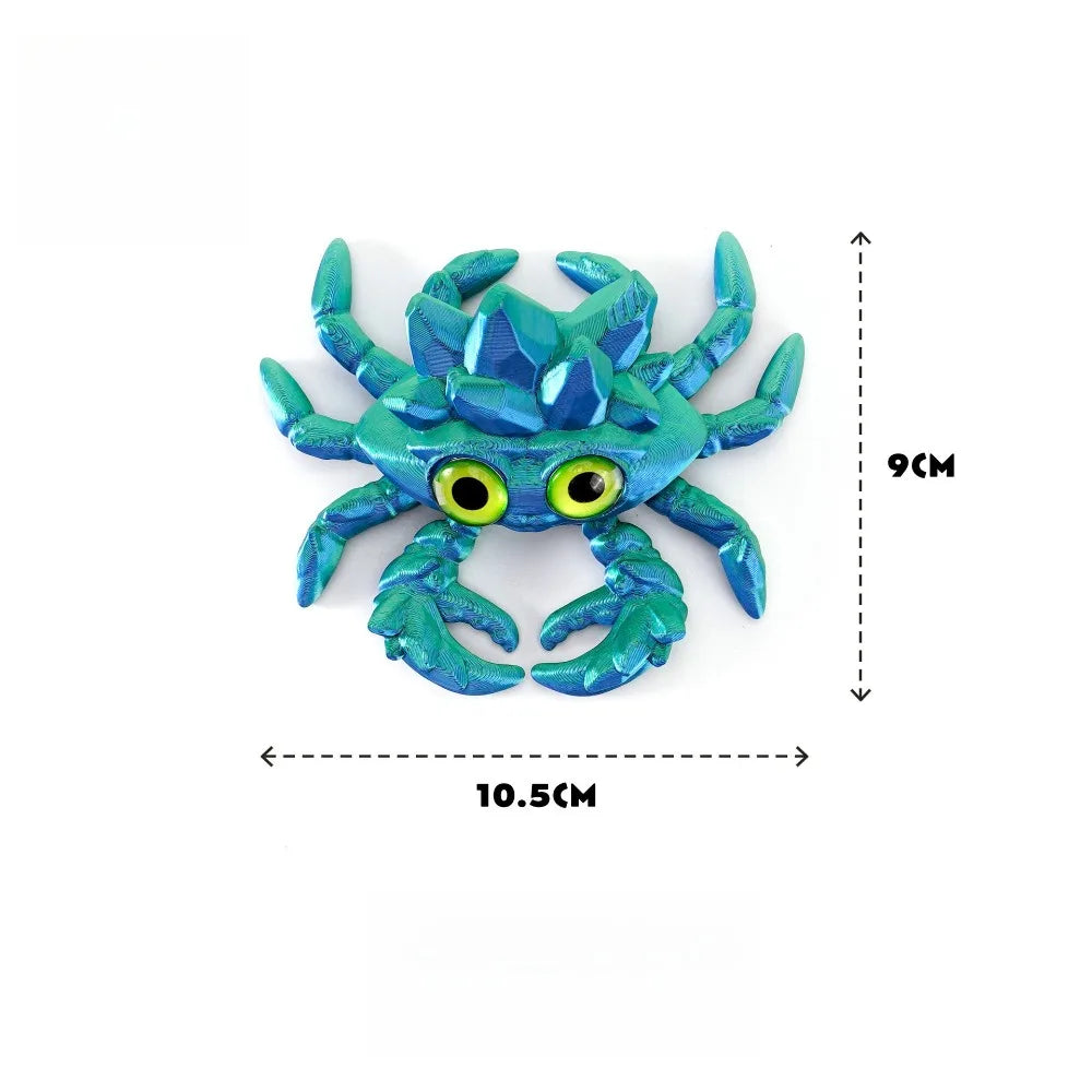 3D Printed Crystal Gems Crab Toys Joint Movable Model Novelty Animals Toy Anti-stress Figurine Miniature Desk Ornaments Birthday