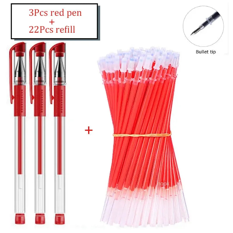 7/35 PCS Gel Pen Set School Supplies Black Blue Red Ink Color Ballpoint Pen Kawaii Pen Writing Tool School Office Stationery
