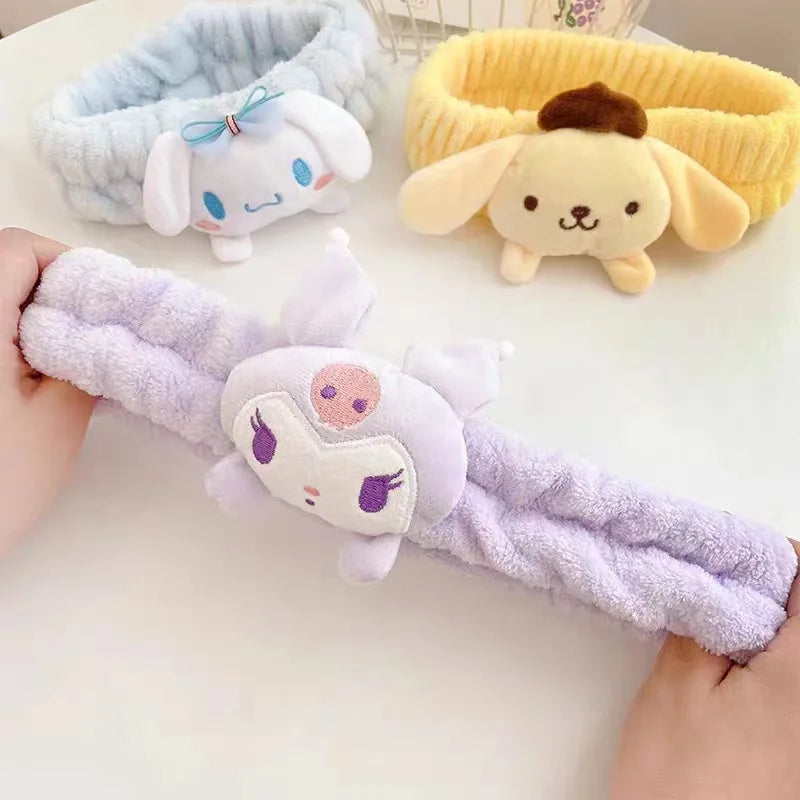 Sanrio Headband Kuromi Plush Scrunchie Cartoon Hello Kitty Sweet And Cute Anti Slip Hair Band Headwear Girl Heart Decorative Gif