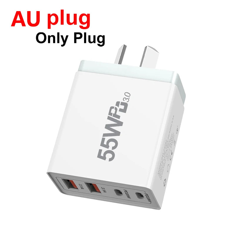 AU Plug Fast USB Charger Type C Charger for Xiaomi Redmi iPhone Samsung Mobile Phone Quick Charging Adapter PD Wall Charge