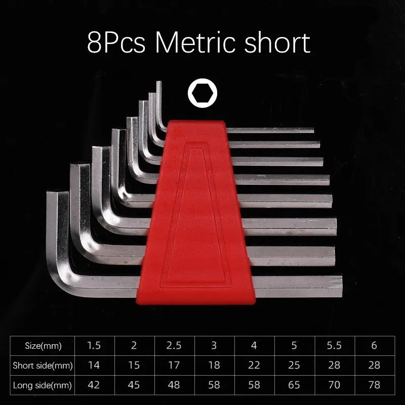 5/8/11 Pcs Allen Metric  Inch L Wrench Size Allen Key Short Arm Tool Set Easy To Carry In The Pocket