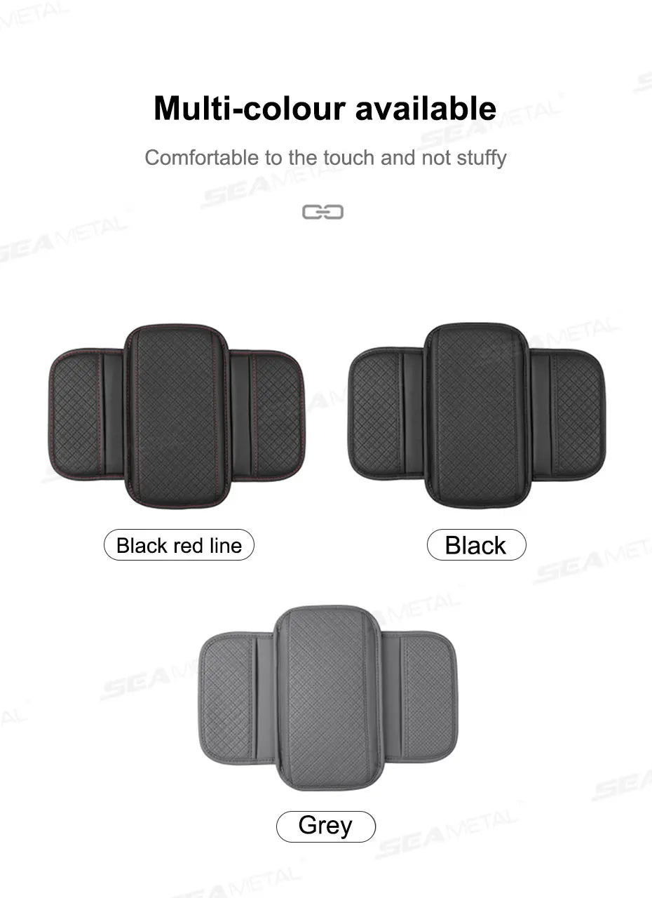 BLALION Leather Car Armrest Box Pad Memory Foam Center Console Arm Rest Protector Cover with Storage Pocket Elbow Rest Cushion