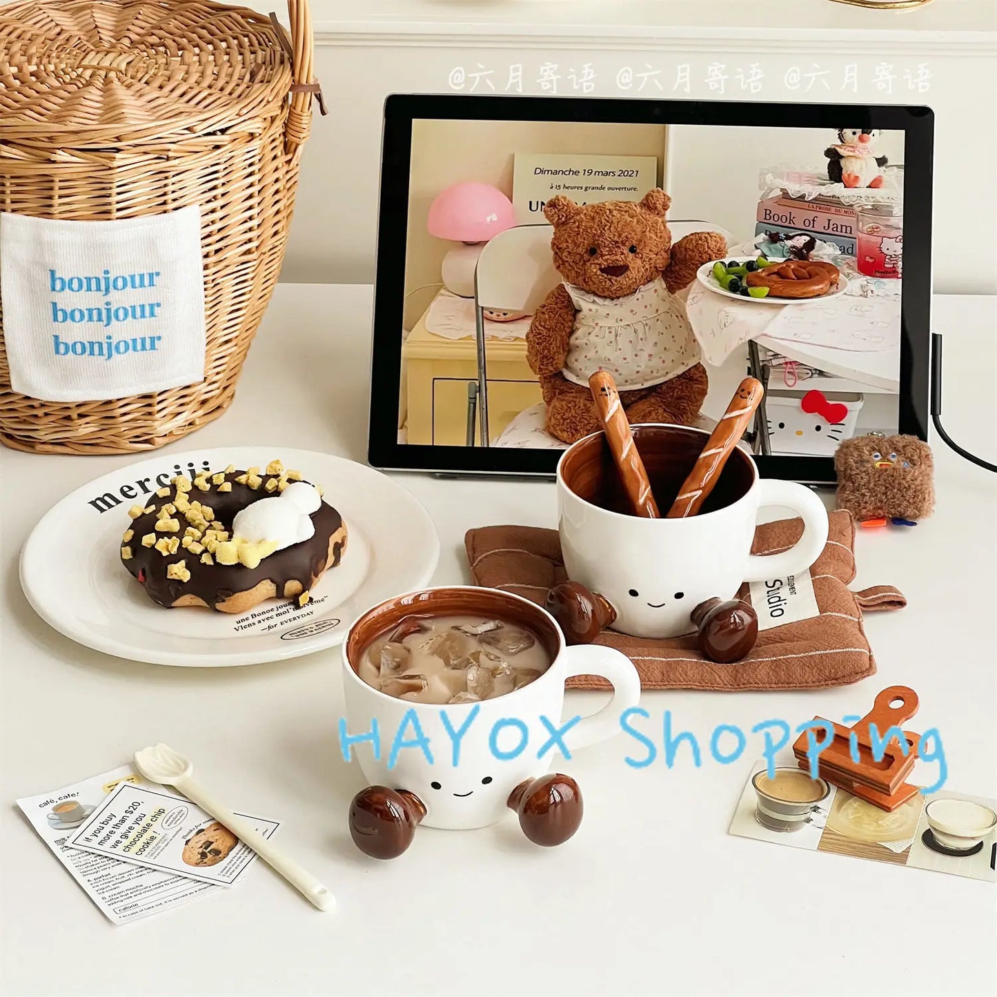 Hand Pinch Feet Ceramic Coffee Cup，Kawaii Household High Appearance Level Water Cup Milk Mug Dormitory Home Gifts Mark Cup