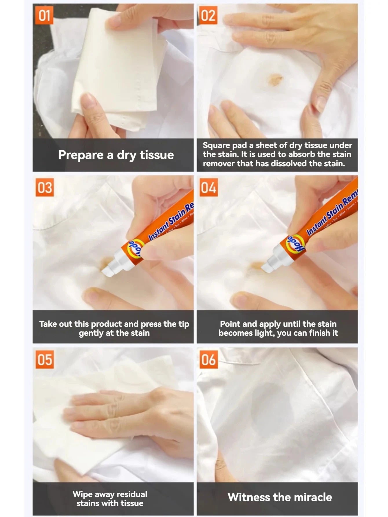 1/3PCS Portable White Clothes Oil Stain Remover And Wash Free Stain Remover Pen For Hot Pot Barbecue Blood Stains Jam Stain