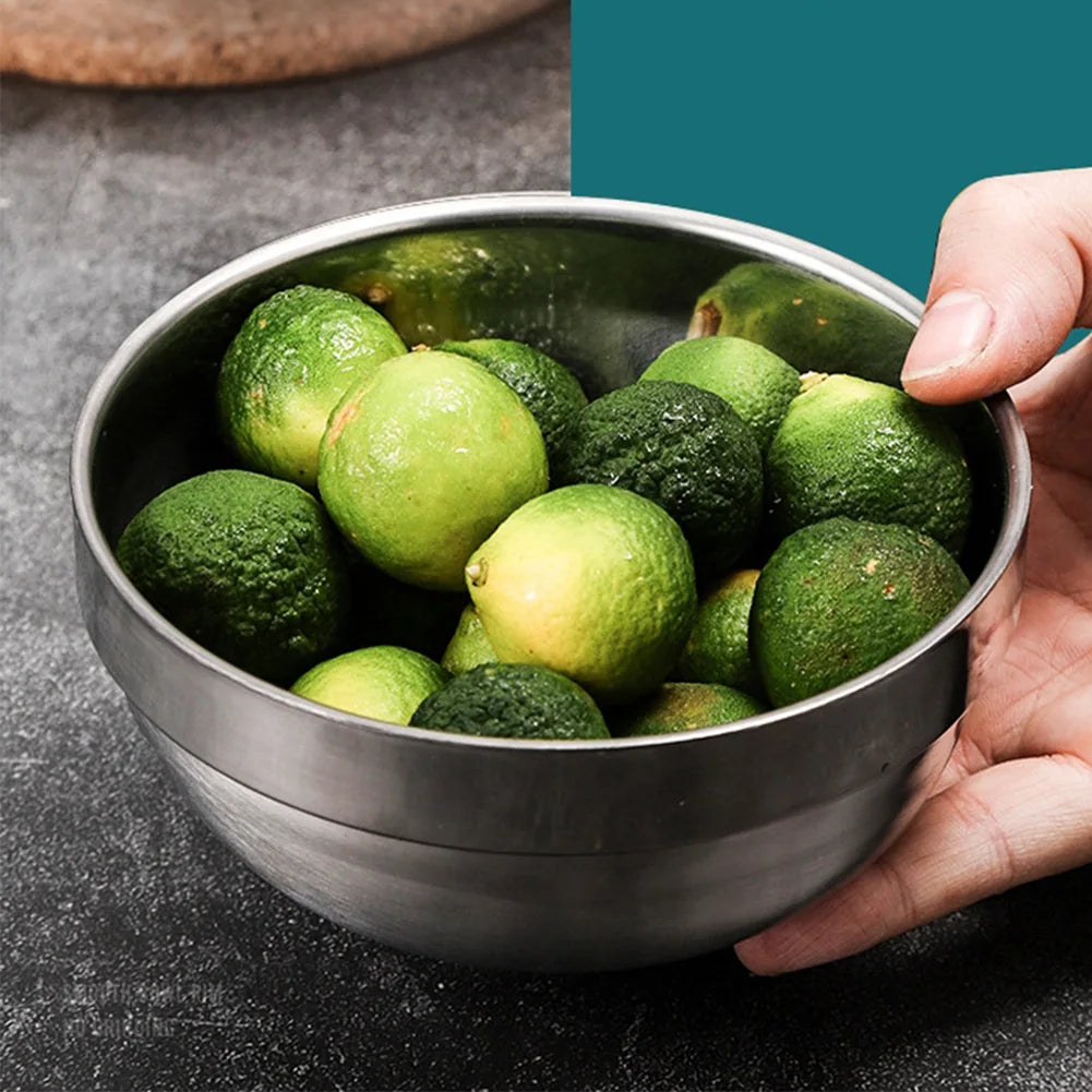 Stainless Steel Bowl Double Layer Thickening Bowl For Family Kitchens Outdoor Picnics Salad Bowl Deep Dish Tableware