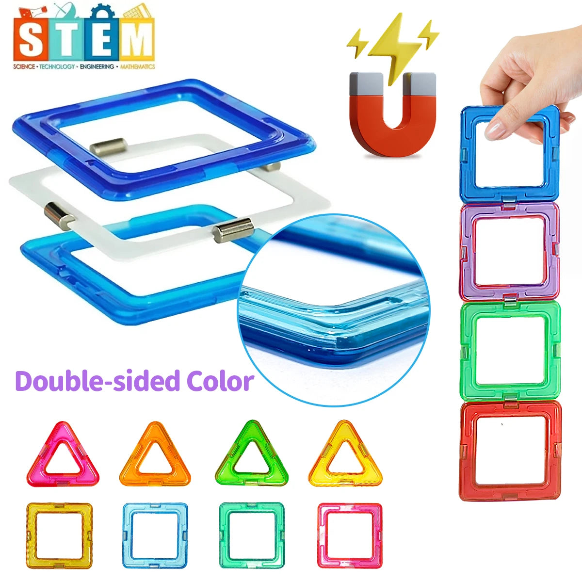 Magnetic Building Blocks for children's Toys, Puzzle Learning, Birthday and Christmas Gifts