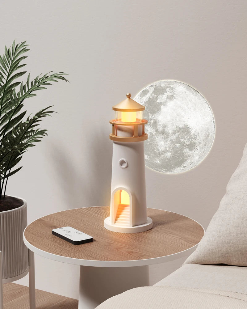 Floating Moon Lamp Projection Lighthouse Lamps Night Light Remote Control Bluetooth Speakers Motion Sensor Light Room Decor Gift