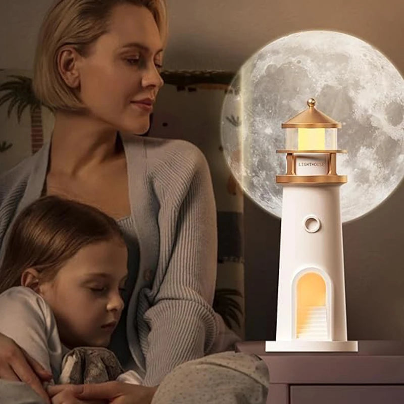 Floating Moon Lamp Projection Lighthouse Lamps Night Light Remote Control Bluetooth Speakers Motion Sensor Light Room Decor Gift