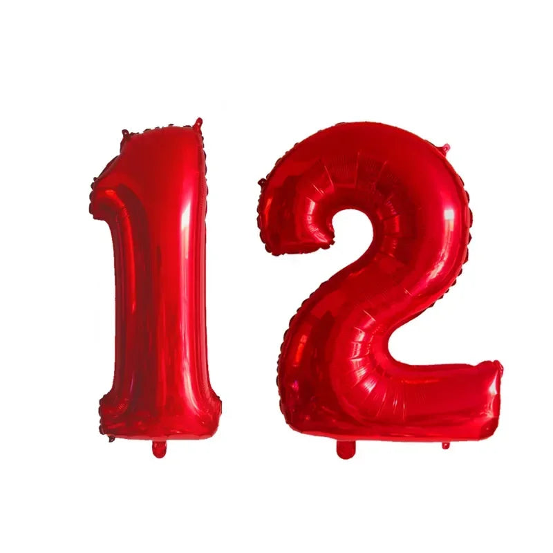 2Pcs 32 Inch Gold Silver Black Blue Red Helium Foil Number Balloon 10 11 12 13 14 15 Happy Birthday Party Decoration Supplies