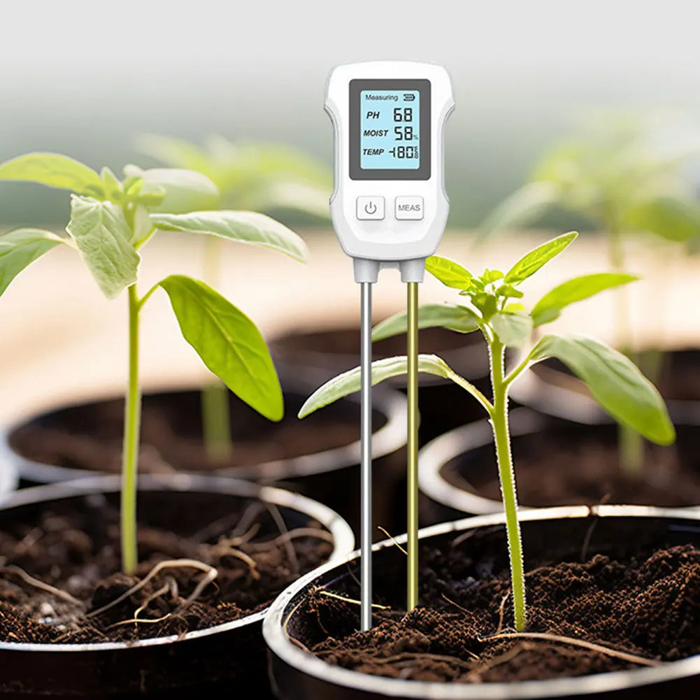 3 in 1 Digital Soil Test Meter Backlight LCD Display Plant Temperature/Soil Moisture/PH Meter for House Plants Garden Lawn Farm