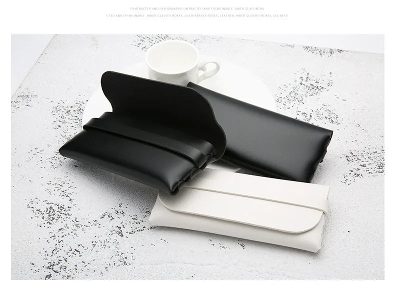 Black and White Soft and Stylish Leather Glasses Cases - Glasses Protection Bags, Travel Accessories for Men and Women - Stylish