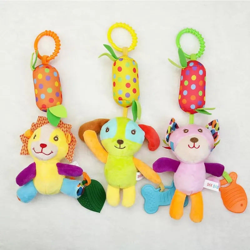 Baby Stroller Hanging Toys 0 12 Months Bell Teether Animal Wind Chime Bed Hanging Baby Rattles Plush Stroller Toys For Newborn