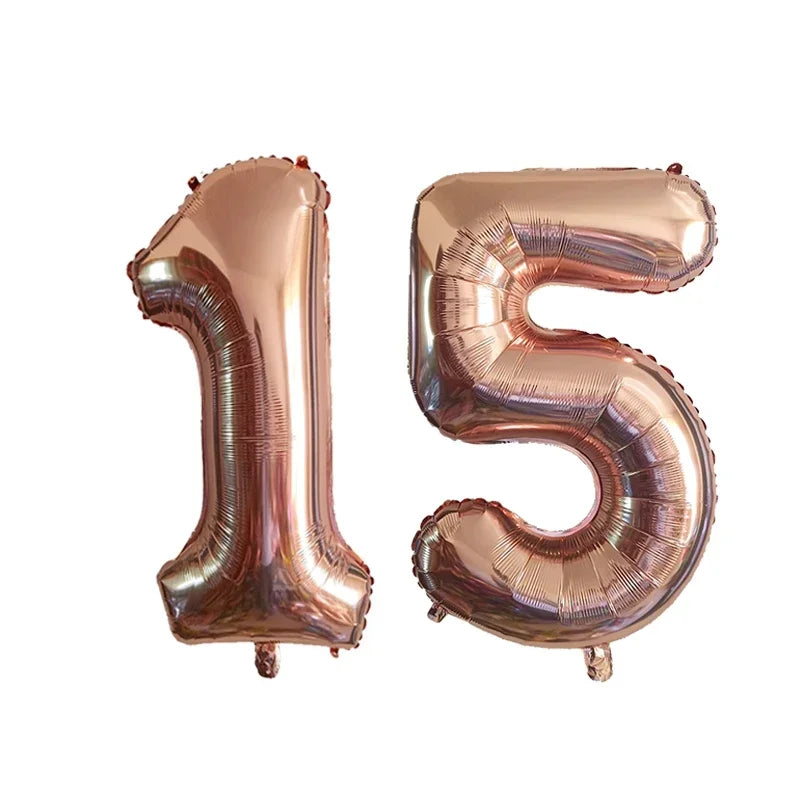 2Pcs 32 Inch Gold Silver Black Blue Red Helium Foil Number Balloon 10 11 12 13 14 15 Happy Birthday Party Decoration Supplies