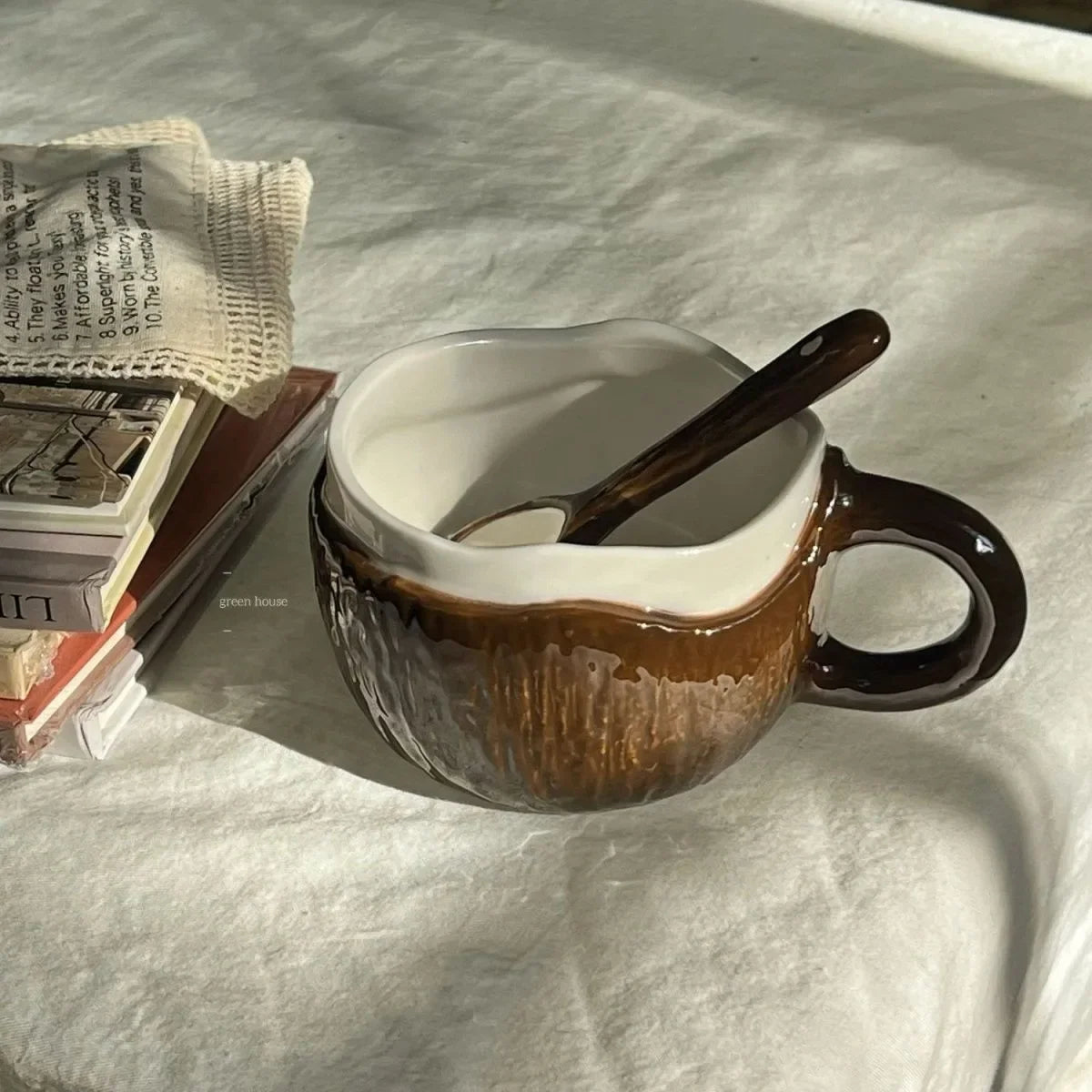 High value ins retro hand-squeezed irregular ceramic mark coconut cup coffee cup oat breakfast water cup