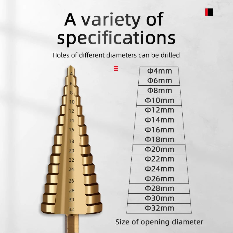 HSS Straight Fluted Pagoda Step Drill 3Pcs  5Pcs 6Pcs Cloth Bag Hex Shank Reamer Bit Set Titanium Coated Wood Metal Hole