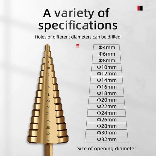 HSS Straight Fluted Pagoda Step Drill 3Pcs  5Pcs 6Pcs Cloth Bag Hex Shank Reamer Bit Set Titanium Coated Wood Metal Hole