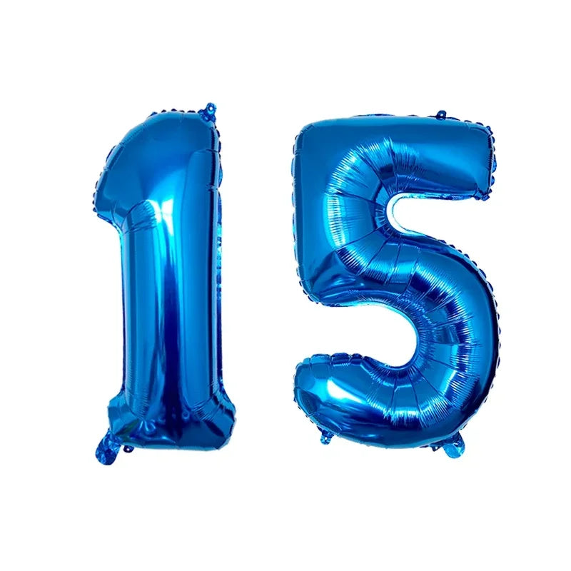 2Pcs 32 Inch Gold Silver Black Blue Red Helium Foil Number Balloon 10 11 12 13 14 15 Happy Birthday Party Decoration Supplies