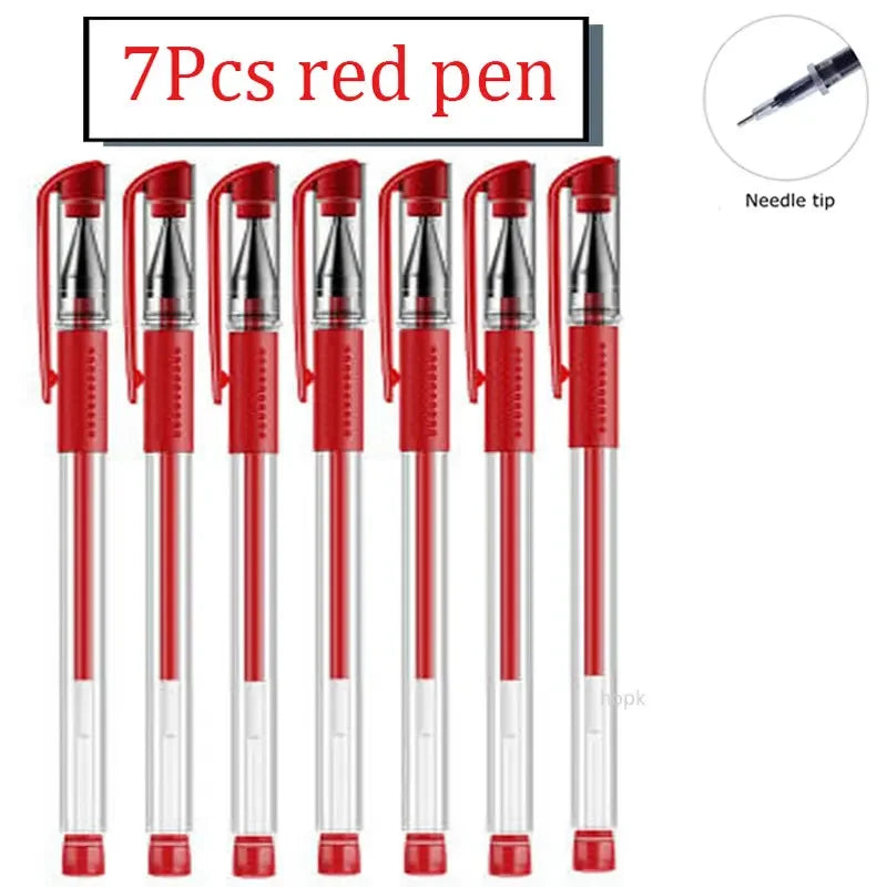 7/35 PCS Gel Pen Set School Supplies Black Blue Red Ink Color Ballpoint Pen Kawaii Pen Writing Tool School Office Stationery