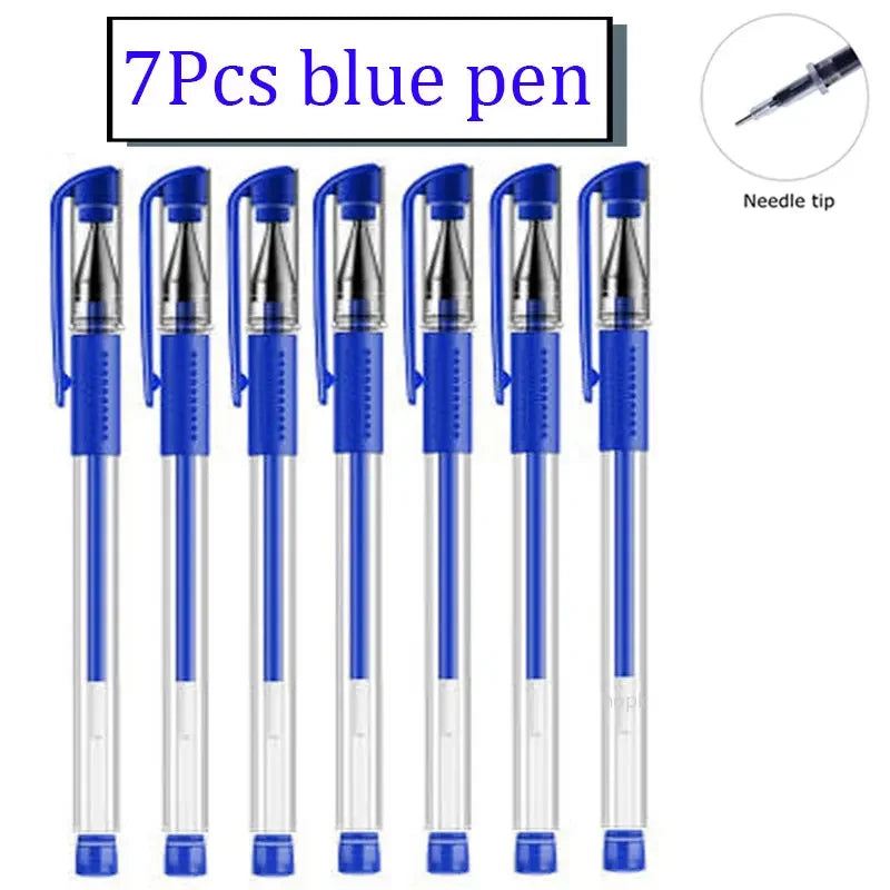 7/35 PCS Gel Pen Set School Supplies Black Blue Red Ink Color Ballpoint Pen Kawaii Pen Writing Tool School Office Stationery