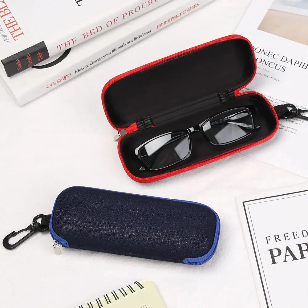 Denim Fabric Glasses Cases Zipper Sunglasses Protection Container Eyeglasses Pencil Case Reading Glasses Box Organizer Carry Bag