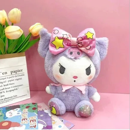 Kawaii 25cm Sanrio Jade Dog Kuromi Dressing Doll Doll Plush Toy Stuffed Animal Patung Dolls Birthday Gift for Girls Kids Boys