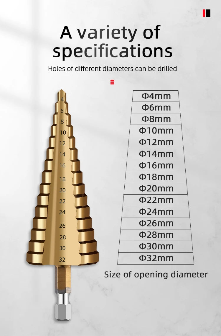 HSS Straight Fluted Pagoda Step Drill 3Pcs  5Pcs 6Pcs Cloth Bag Hex Shank Reamer Bit Set Titanium Coated Wood Metal Hole