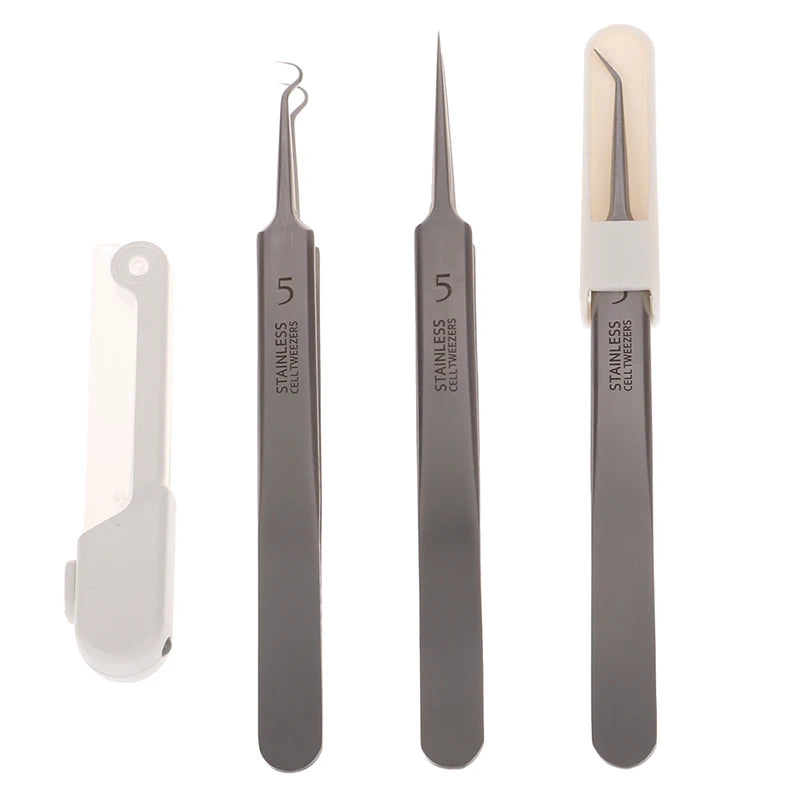 1PC Led Acne Needle Tweezers Blackhead Blemish Pimples Removal Pointed Bend Gib Head Face Care Tools Comedone Acne Extractor