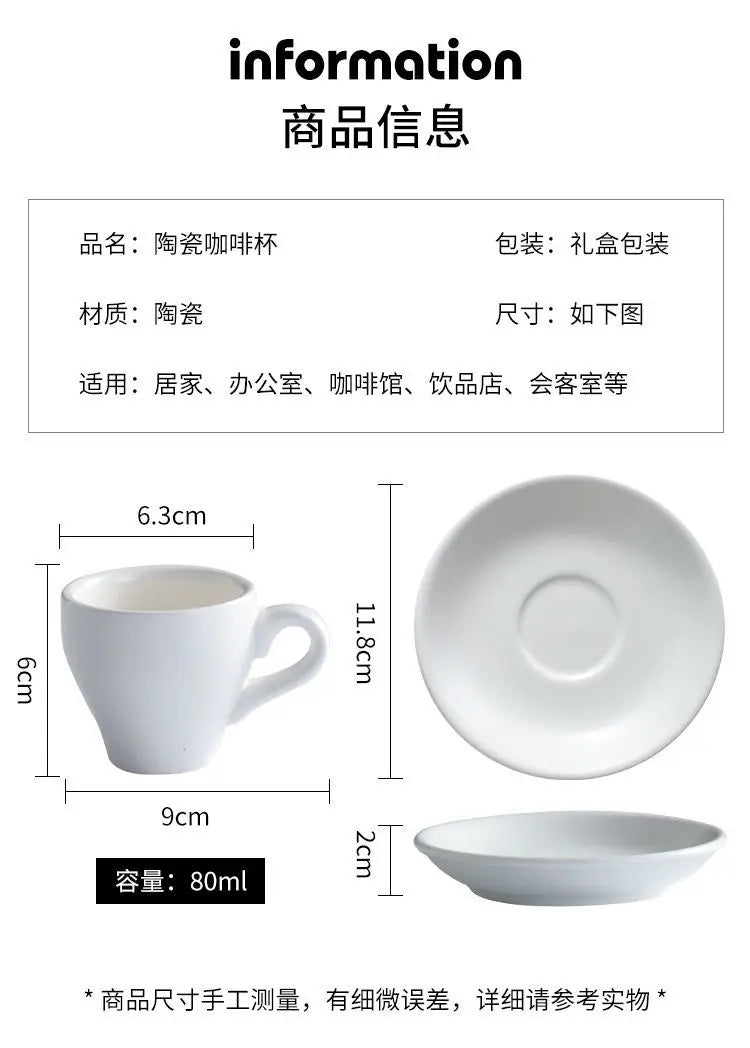 Thickened Ceramic Coffee Cup Set 80ML Italian Espresso Cup Plate Small Cup Colorful with Plate Spoon Drinkware