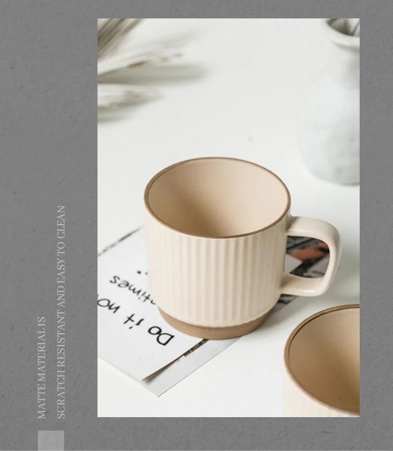 2PCS 250ML Antique Relief Mug Ceramic Water Cup Coffee Cup Household Water Cup Coffee Shop Milk Cup