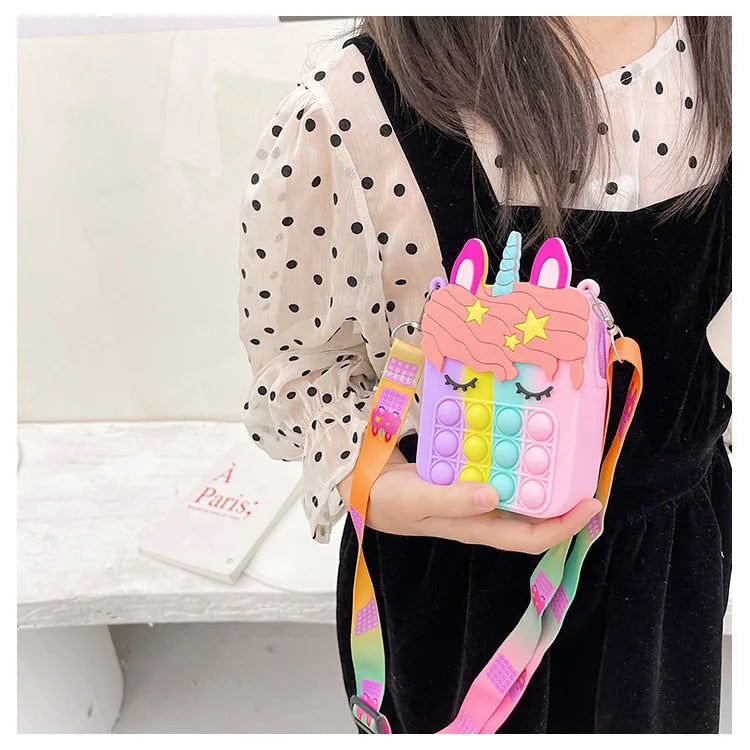 37 styles Fidget Toys Silicone Push Bubble Crossbody Bag Sensory Reliver Autism Adults Kids Handbag Squeeze Toys for Kids gifts