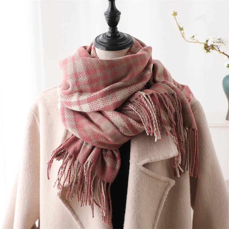 Warm Cashmere Blanket Women Travel Winter Scarf Fashion Plaid Pashmina Thick Shawl Wraps With Tassel Casual Bufanda Poncho New