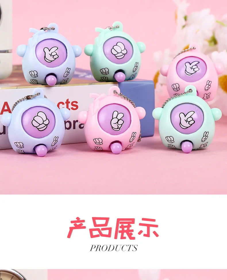 Mini Egg Stone Paper Scissors Toy Colored Round Egg Cartoon Lovely Gift Key Chain Party Interactive Toy Stress Reliever