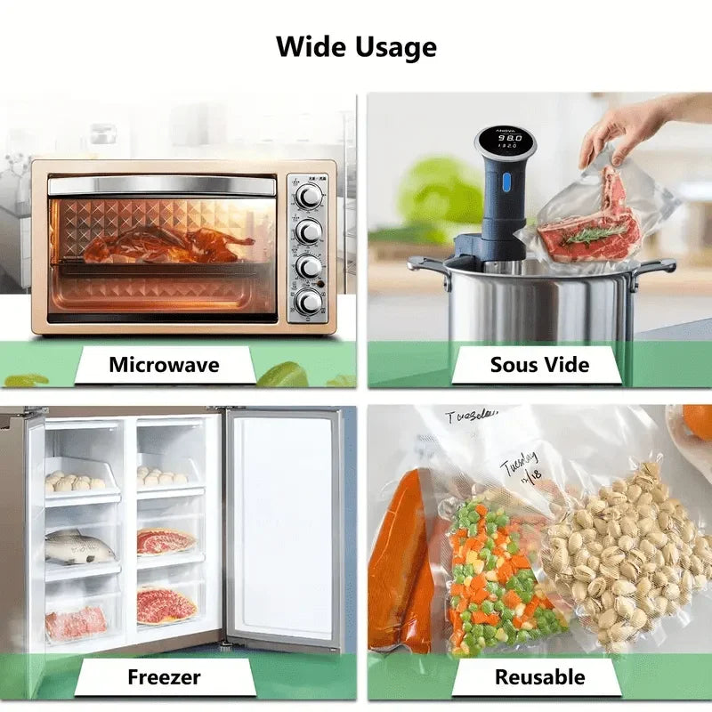 Two rolls of vacuum sealer bags for food preservers BPA-free, perfect for vacuum storage of household kitchen items