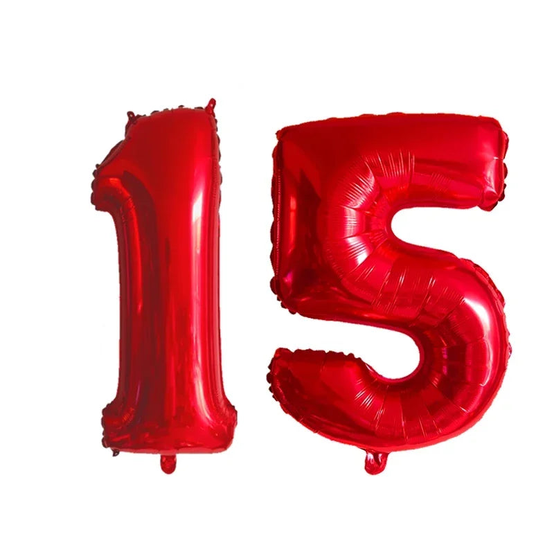 2Pcs 32 Inch Gold Silver Black Blue Red Helium Foil Number Balloon 10 11 12 13 14 15 Happy Birthday Party Decoration Supplies