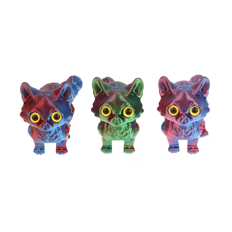 High Quality 1 Piece 3D Printed Cute Kitten With Movable Tail Joint Children's Gift Toy Model Car Ornament