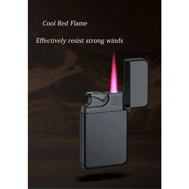 Windproof Metal Lighter Waterproof Portable Cigarette Lighter Red Fire Flame Direct Cigar Gas Lighter Smoke Accesoires for Men