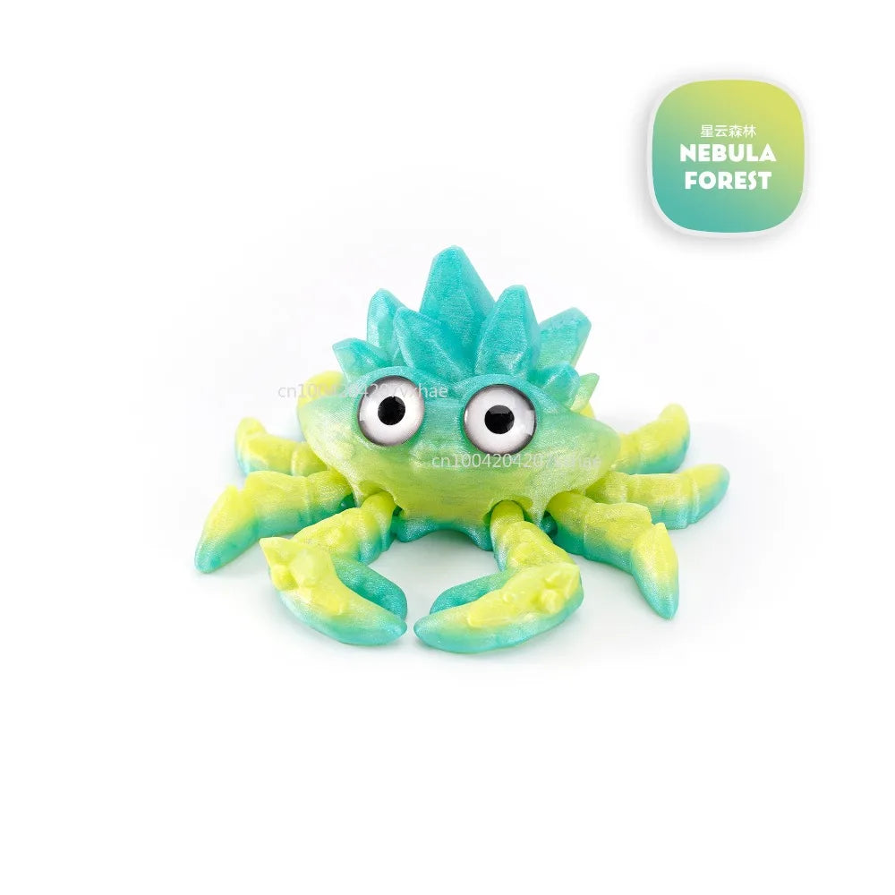 3D Printed Crystal Gems Crab Toys Joint Movable Model Novelty Animals Toy Anti-stress Figurine Miniature Desk Ornaments Birthday