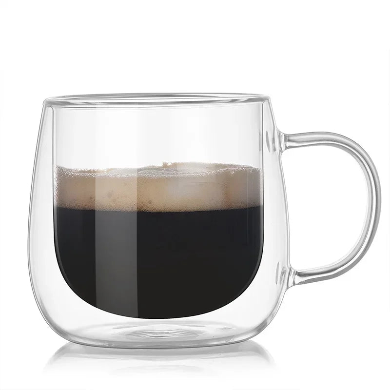 Heat-Resistant Double Wall Glass Cup Beer Coffee Cup Set Handmade Beer Tumbler Mug Tea Whiskey Mugs Transparent Drinkware