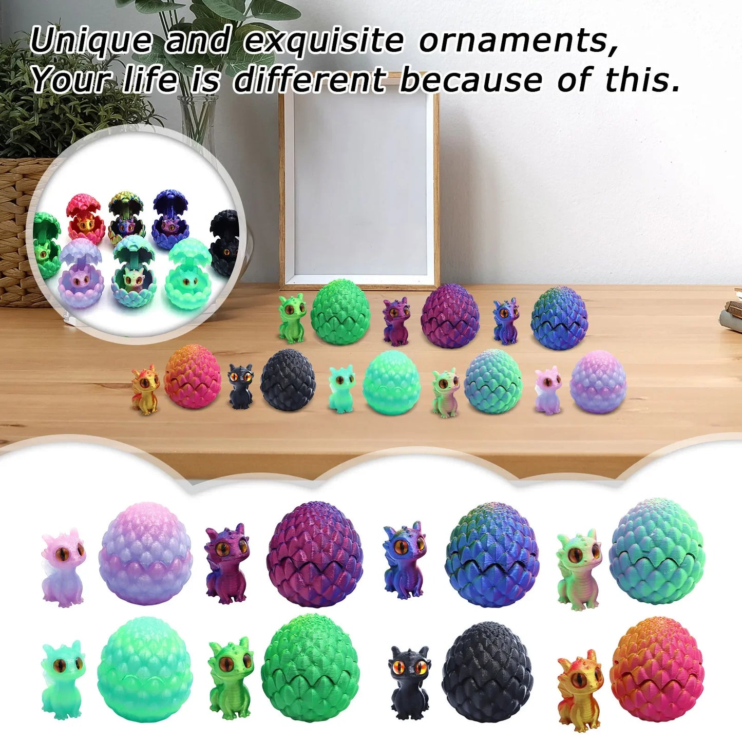 Mini 3D Printed Dragon with Eggs Eyes for Home Decor Little Dragon Egg Kids Toy Gift Figure Accessories Decoration Статуэтки