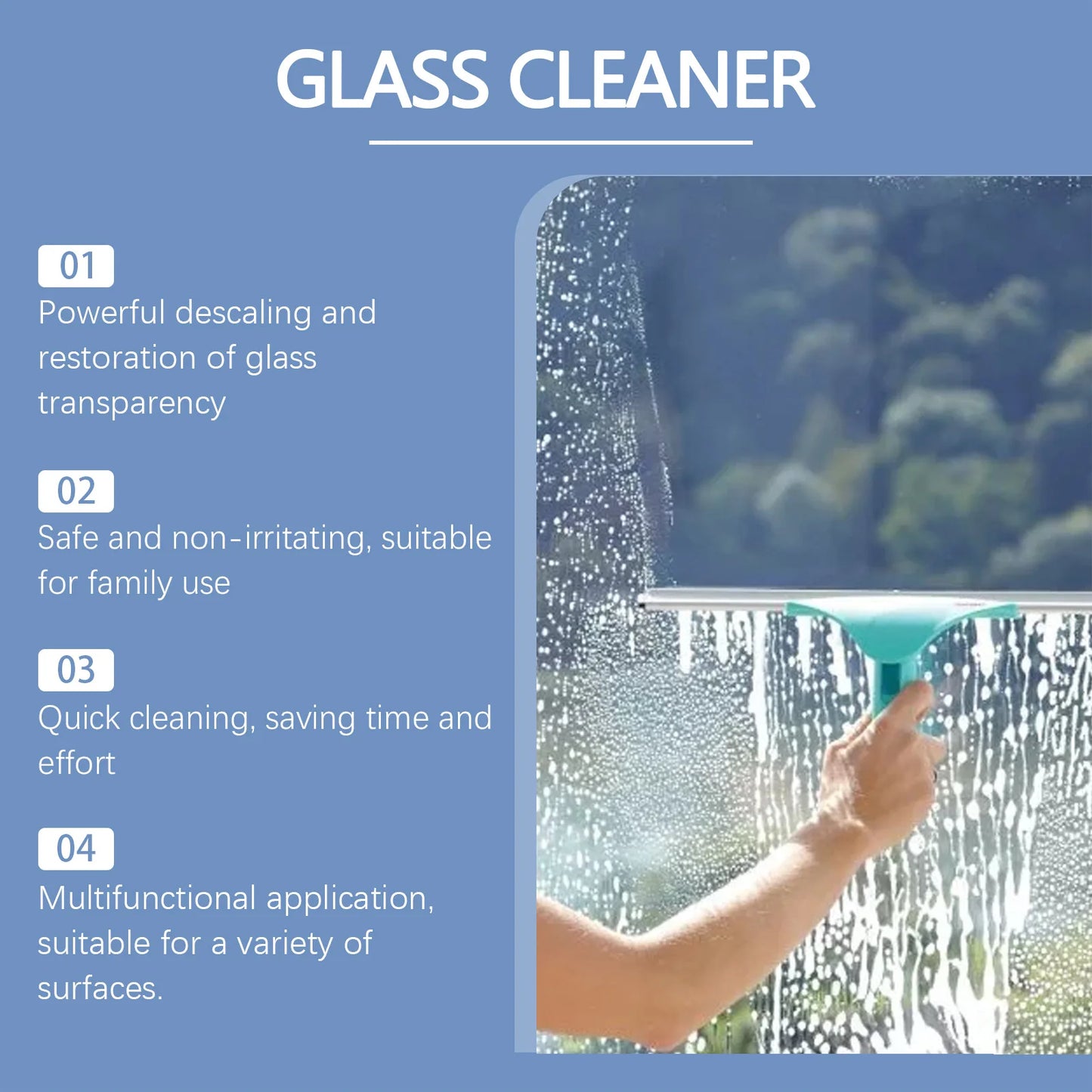 Bathroom Glass Limescale Cleaner - Window Descaling Spray Shower Brightening Water Oil Stain Remover for Bathtubs Dirt Cleaning
