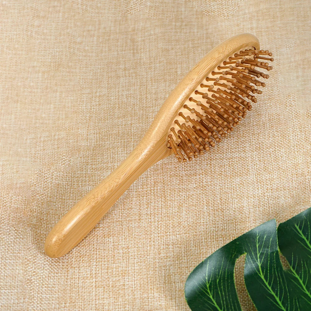 Bamboo Hair Brush Air Bag Wide Teeth Bamboo Combs Smooth Massage Scalp Brush Barber Comb Women Hairdressing Styling Hair Tools