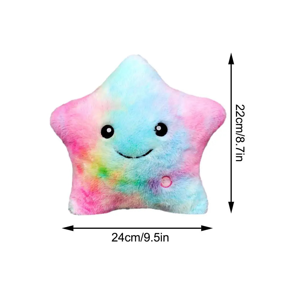 Luminous Star Pillow Stuffed Plush Glowing Colorful Stars Cushion Led Light Toys Gift Creative Toy For Kids (Exclude Battery)